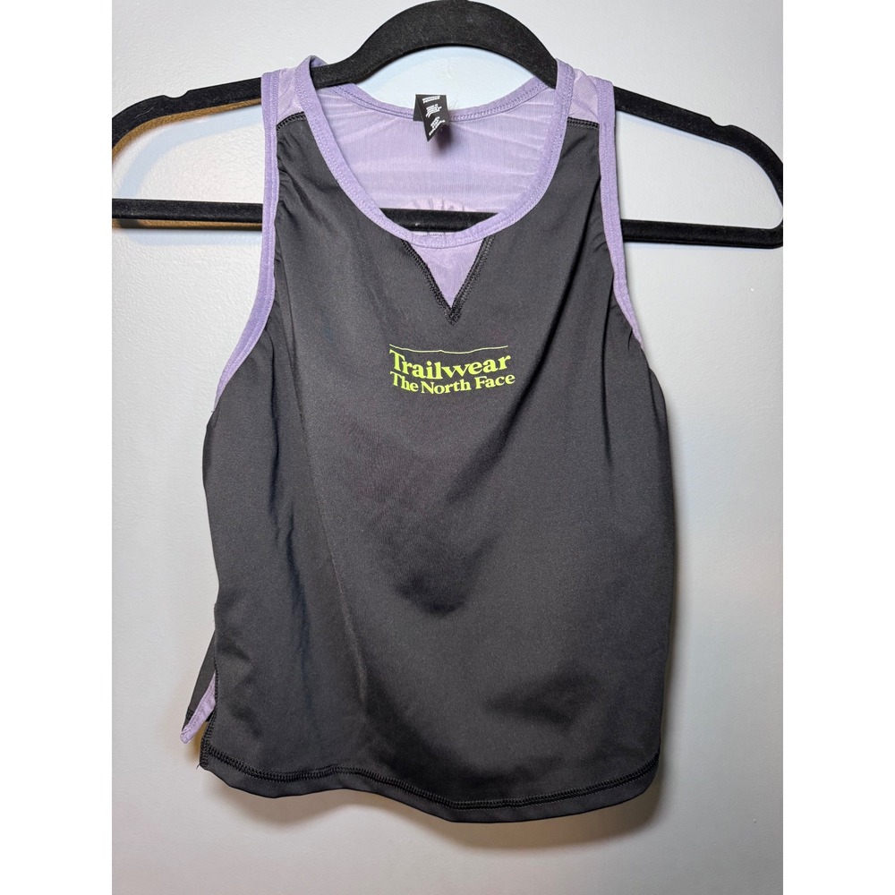 The North Face Trailwear Women Large Black Purple Mesh Racerback Tank Top